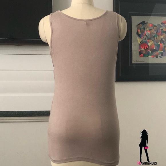 Taupe Ruffle Front Sleeveless Top - Picture 2 of 2